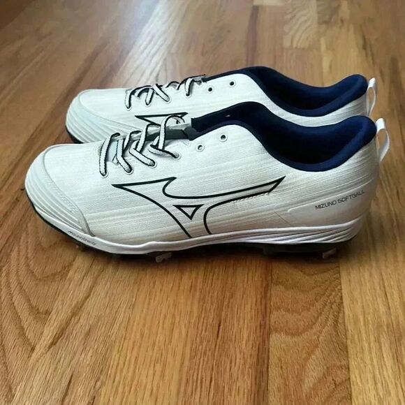 Mizuno Softball Enerzy Softball Cleats White / Navy Blue US 11.5 Women’s - Picture 5 of 11